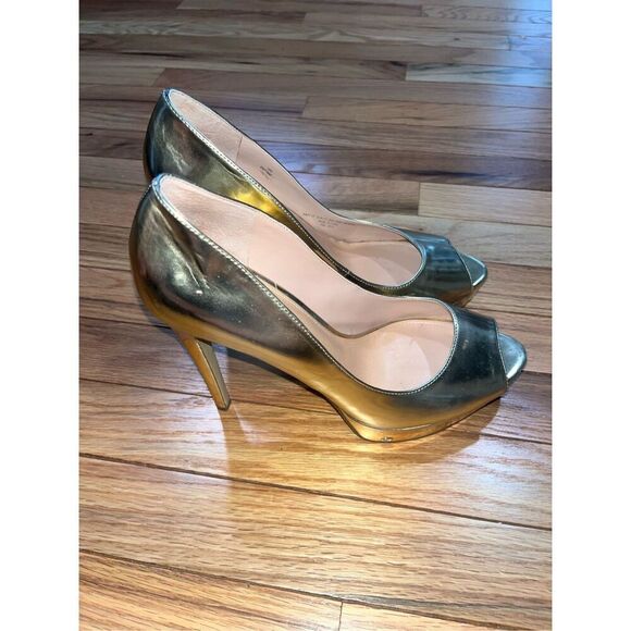 JOAN & DAVID Gold Danicolette Patent Leather Stiletto Pump Shoes Heels Size 10 - Picture 3 of 9